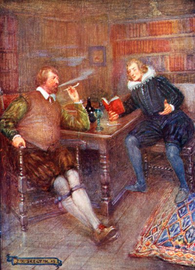 Ben Jonson (links) in gesprek met William Drummond door Joseph Ratcliffe Skelton